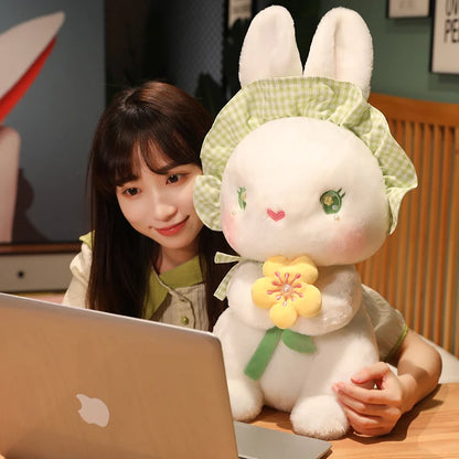 Rabbit with Japanese Anemone Kawaii  Flower Plushies