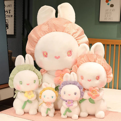 Rabbit with Japanese Anemone Kawaii  Flower Plushies