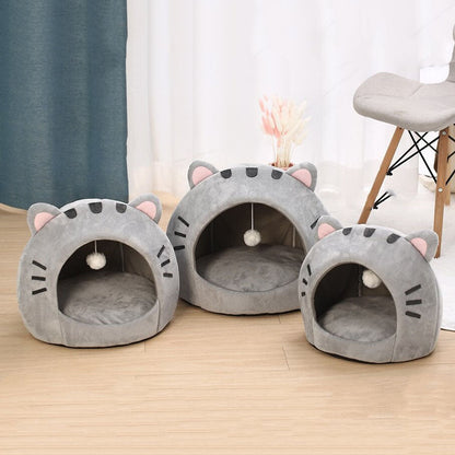 Gray Cat-themed Cat Dog Pet Round Cave House