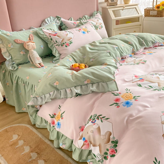 Bunnies in Summer Time Frill Edge Bedding Set