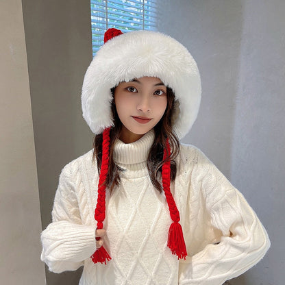 Winter Warm Kitty Ears Plush Wooly Hat Hood