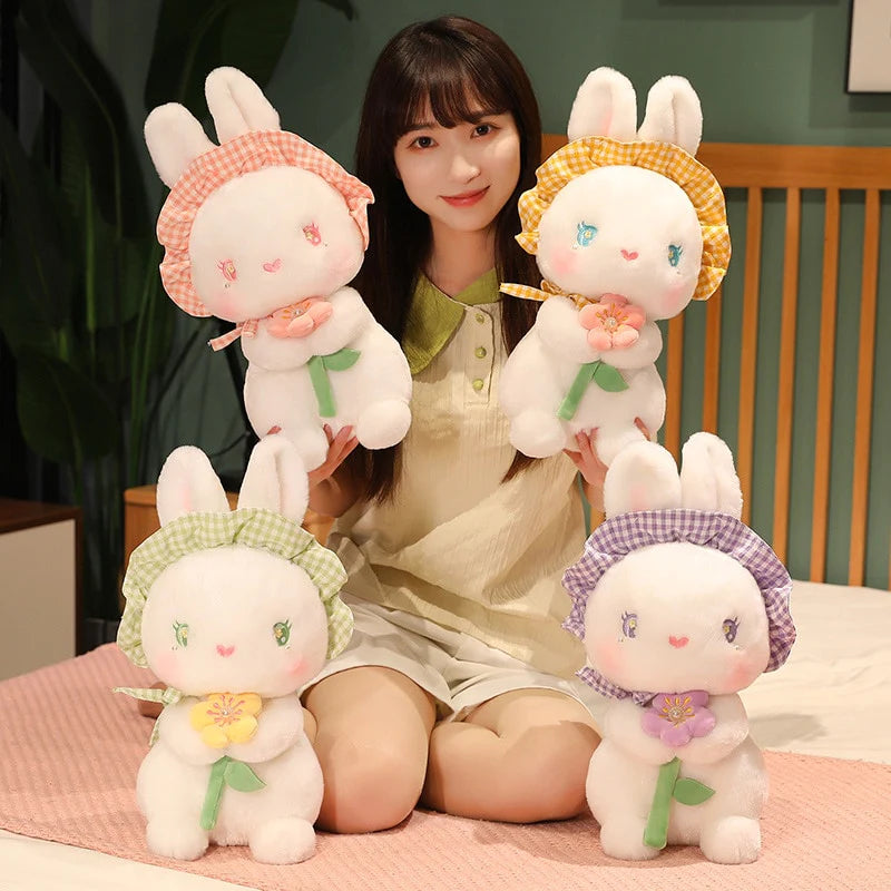 Rabbit with Japanese Anemone Kawaii  Flower Plushies