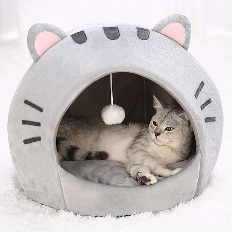 Gray Cat-themed Cat Dog Pet Round Cave House