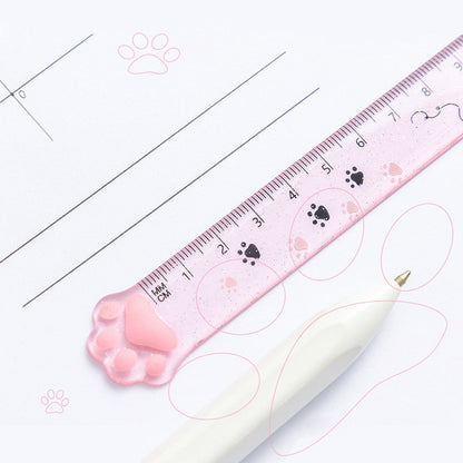 1 Pc Cute Kitty Cats Paw Straight Ruler