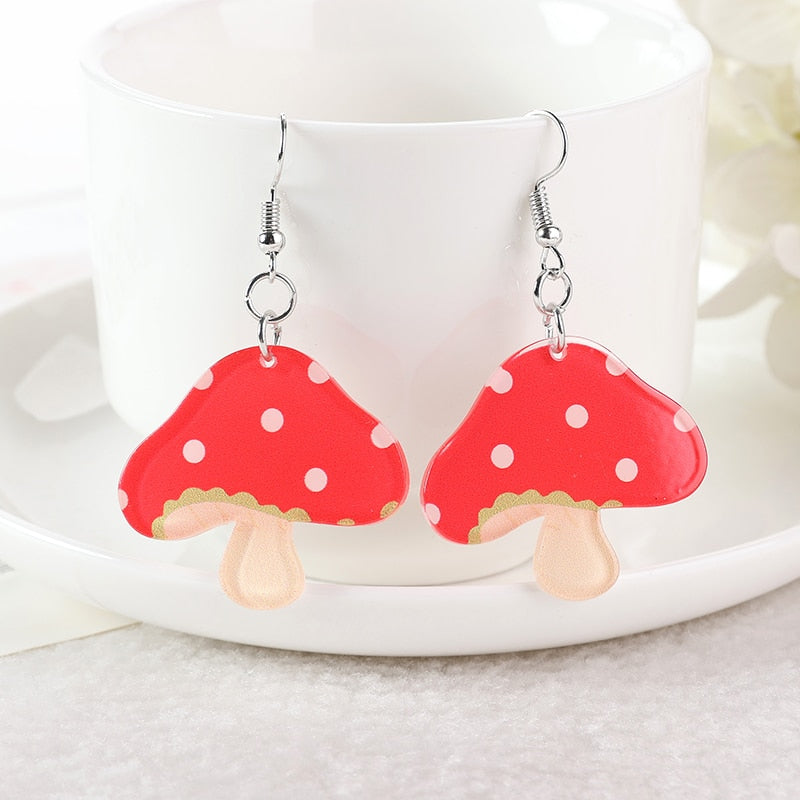 1Set Cute Mushroom Resin Earrings