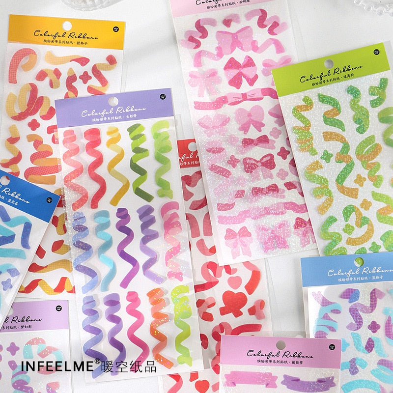 1 Sheet Ribbon Shiny Glitter  Journaling Stickers