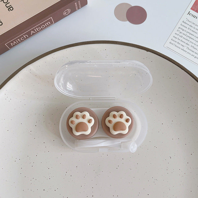 Kawaii Cat Paw Brown Cute Contact Lens Case