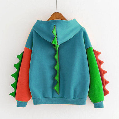 Colorful Jurassic Vibes: Cute Hooded Sweatshirt - Your Stylish Gateway to the Dino Kingdom! 🌺 - Youeni