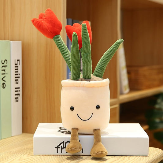 Kawaii Bubbly Tulip Flower Pot Plushies