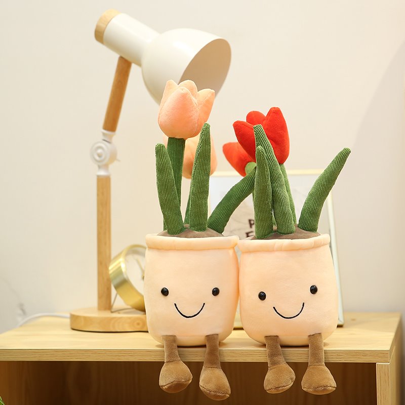 Kawaii Bubbly Tulip Flower Pot Plushies