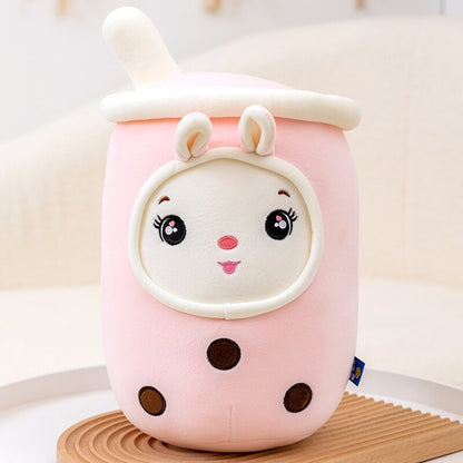 Bubble Tea Plush Pillow Plush Pillow, Cute Milk Tea Cup Plushie Bubble Tea  Soft Toy With Strawberries, Bubble Tea Cup Plush Toy Soft Stuffed Throw Pi