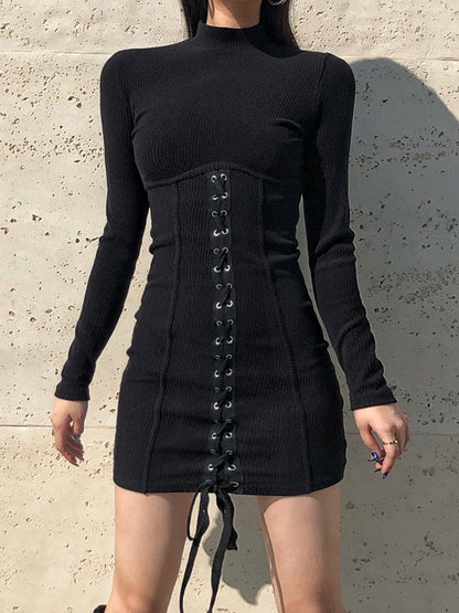 Versatile Chic Bandage Knitted Black Bodycon Mini Dress