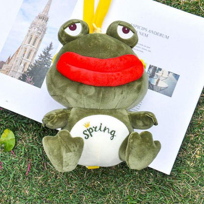 Spring Frog Plush Zipper Bag