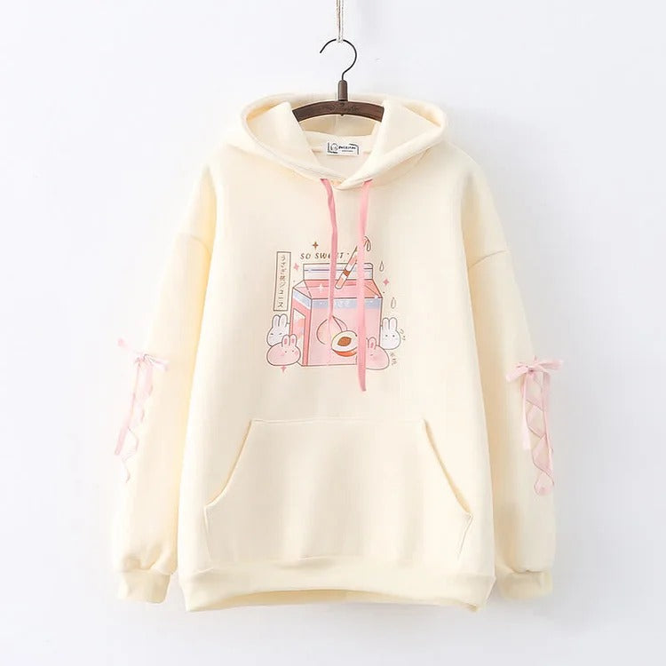Cozy Sips and Cuddles: Cartoon Bunny Drinks Hoodie - Your Perfect Blend of Comfort! ☕🤗