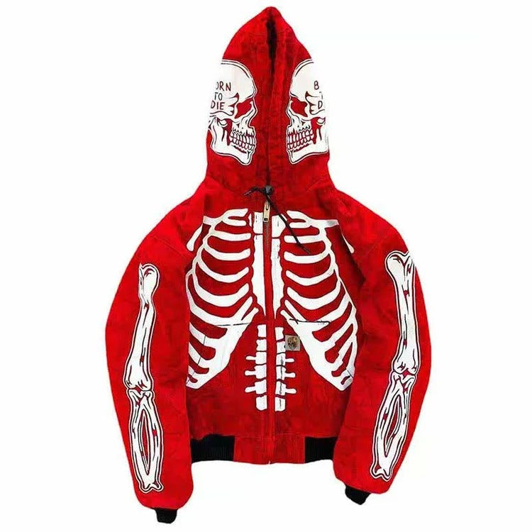 Red discount skeleton hoodie