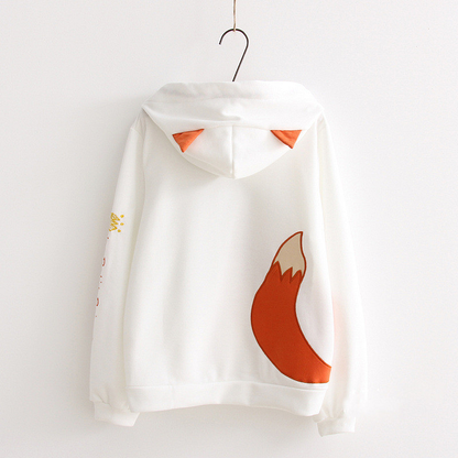 Fox Whispers: Cartoon Fox Leaf Sweatshirt Hoodie - Cozy Comfort with a Touch of Nature! 🦊🍃