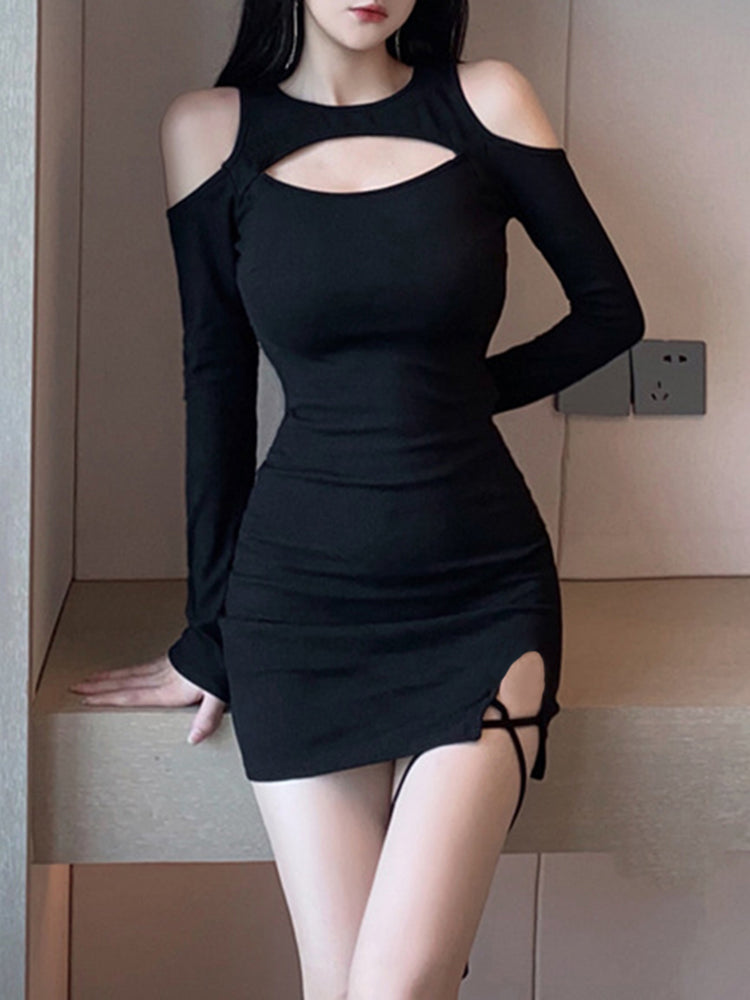 Trendy Hollow Out Bandage Lace Up Mini Dress