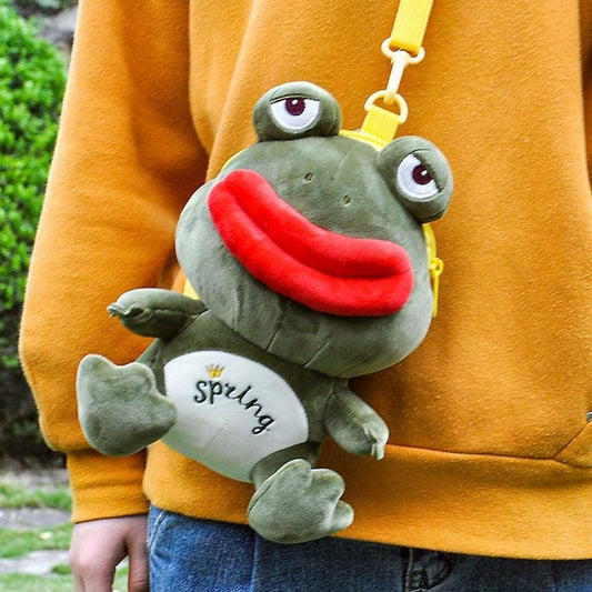 Spring Frog Plush Zipper Bag