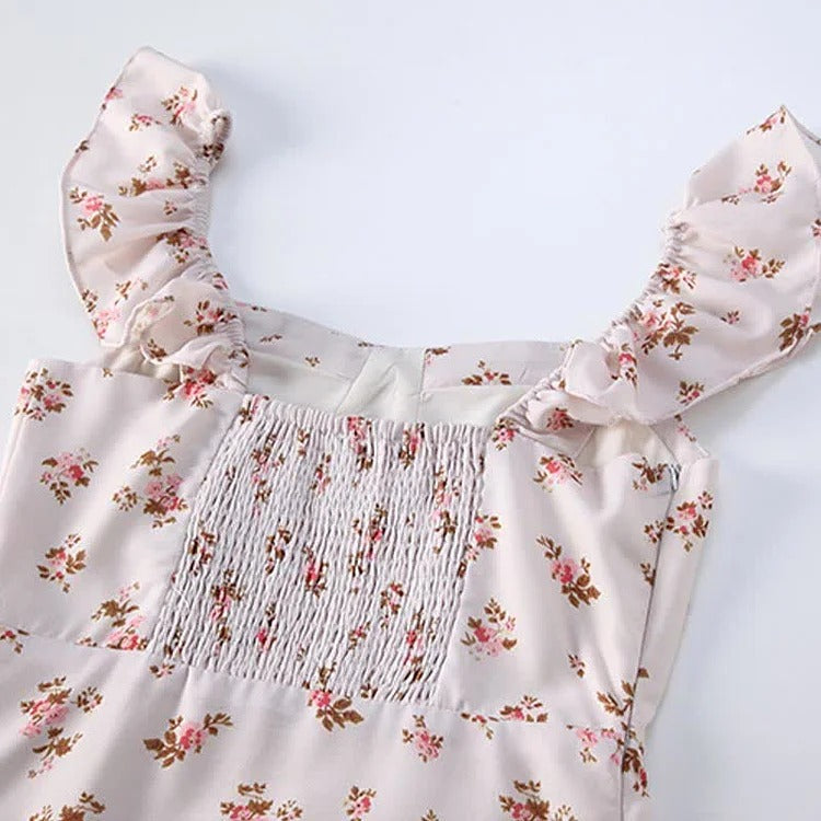 Elegant Vintage Lace Up Cardigan and Floral Slip Dress Set
