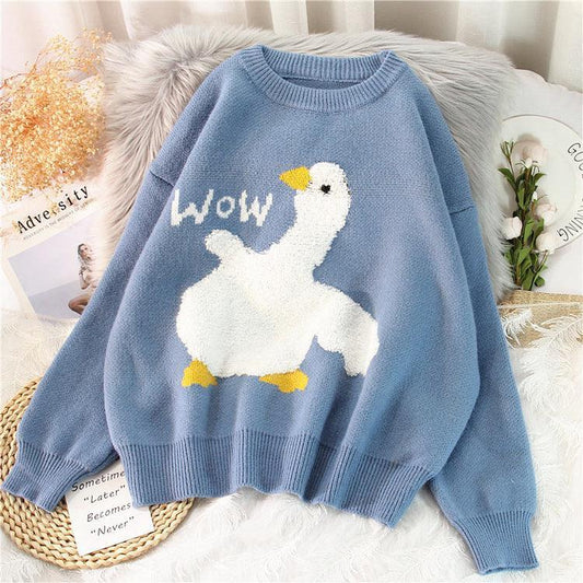 Cute Wow Duck Cartoon Sweater: Your Playful Wardrobe Essential