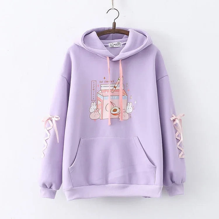 Cozy Sips and Cuddles: Cartoon Bunny Drinks Hoodie - Your Perfect Blend of Comfort! ☕🤗