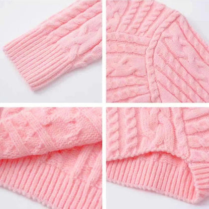 Versatile Preppy Vintage Knit Sweater Flouncing Slip Dress Two Piece Set