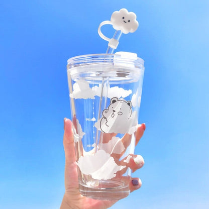 Cloud Bear Glass Travel Cup