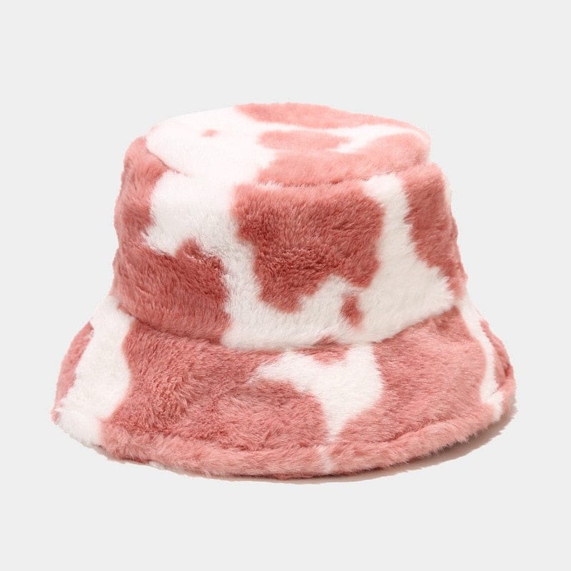 Cow Print Plush Bucket Hat