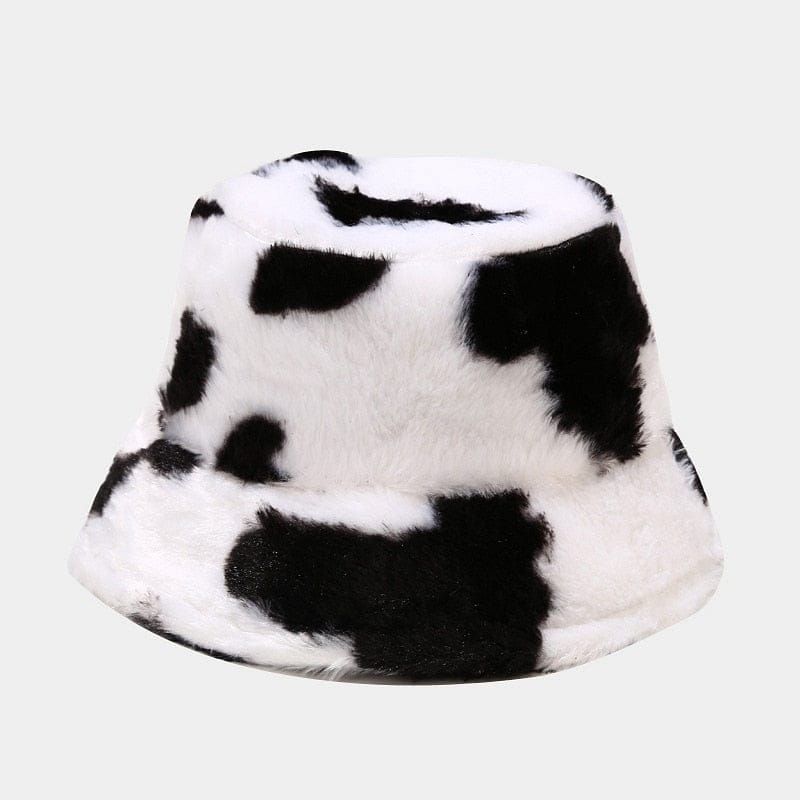 Cow Print Plush Bucket Hat