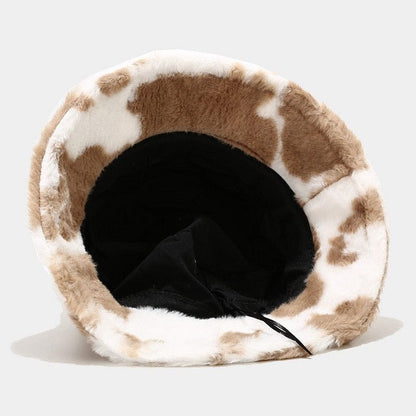 Cow Print Plush Bucket Hat