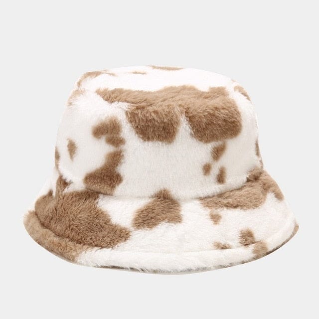 Cow Print Plush Bucket Hat