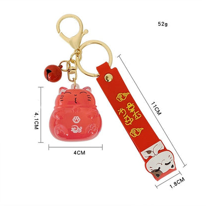 Creative Lucky Cat Transparent Floating Bottle Keychain