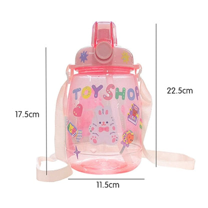 Cute Bear Big Capacity Water Bottle With Straw