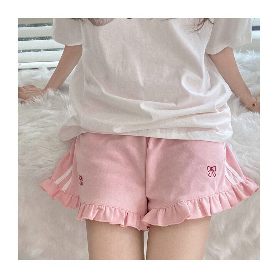 Cute Bow Kawaii Aesthetic Loose High Waist Shorts