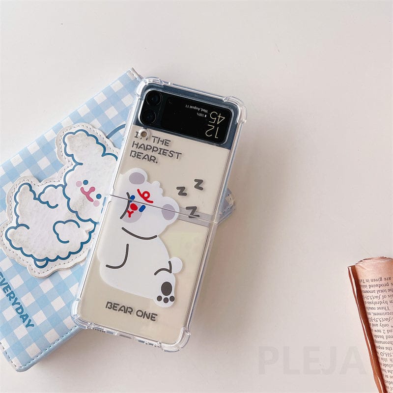 Cute Cartoon Bear Couples Phone Cases For Samsung Galaxy Z Flip 3