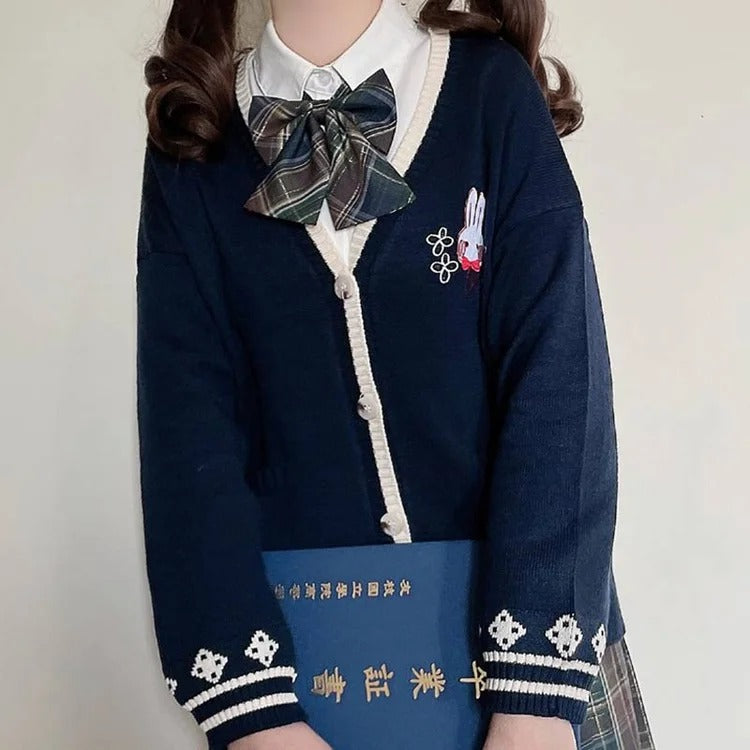 Kawaii Lolita Bunny Cardigan Sweater - Embrace Bunny Elegance in Style! 🐰👚