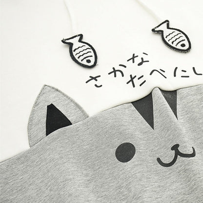 Whiskers and Fins: Harajuku Japanese Style Cat Fish Drawstring Hoodie - Dive into Cute Comfort! 🐱🐟