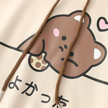 Kawaii Harajuku Cookie Bear Hoodie - Embrace Adorable Fashion