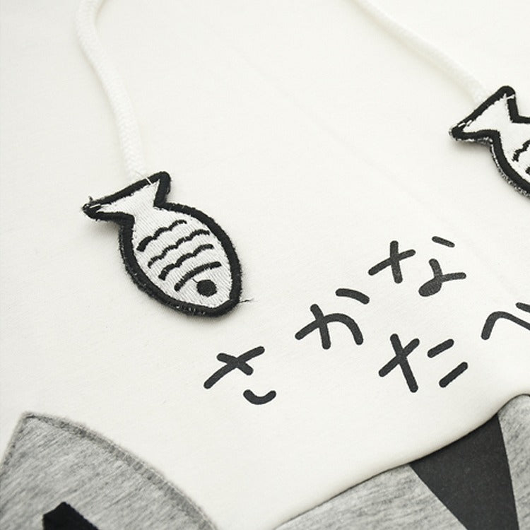 Whiskers and Fins: Harajuku Japanese Style Cat Fish Drawstring Hoodie - Dive into Cute Comfort! 🐱🐟