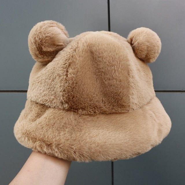 Fluffy Teddy Ears Bucket Hat
