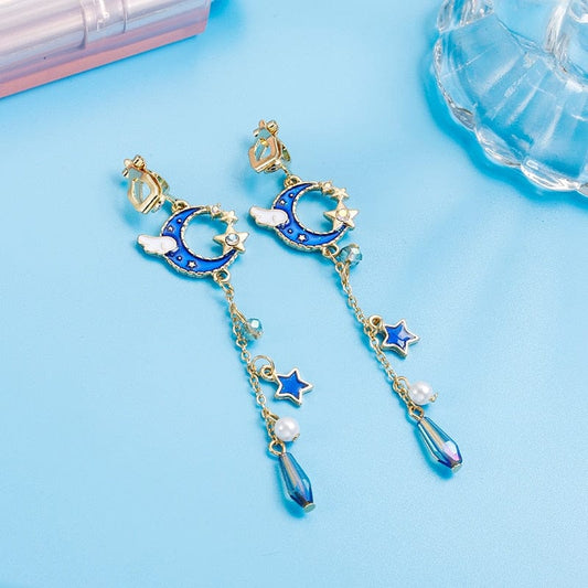 Flying Moon Magical Girl Drop Earrings