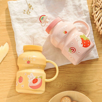 Fruity Ceramic Milk Bottle Mug