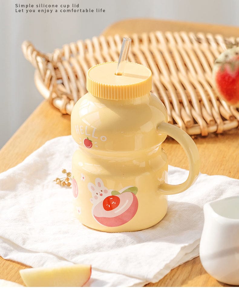 Fruity Ceramic Milk Bottle Mug