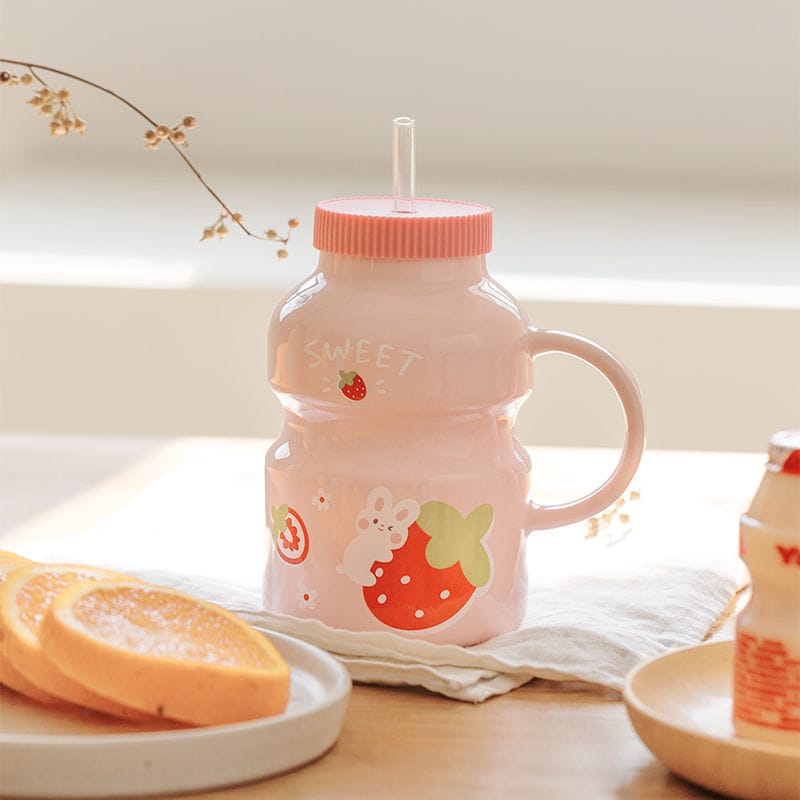 Fruity Ceramic Milk Bottle Mug