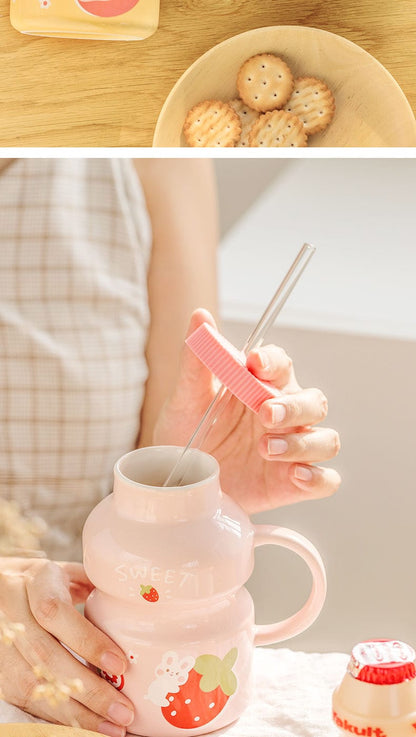 Fruity Ceramic Milk Bottle Mug