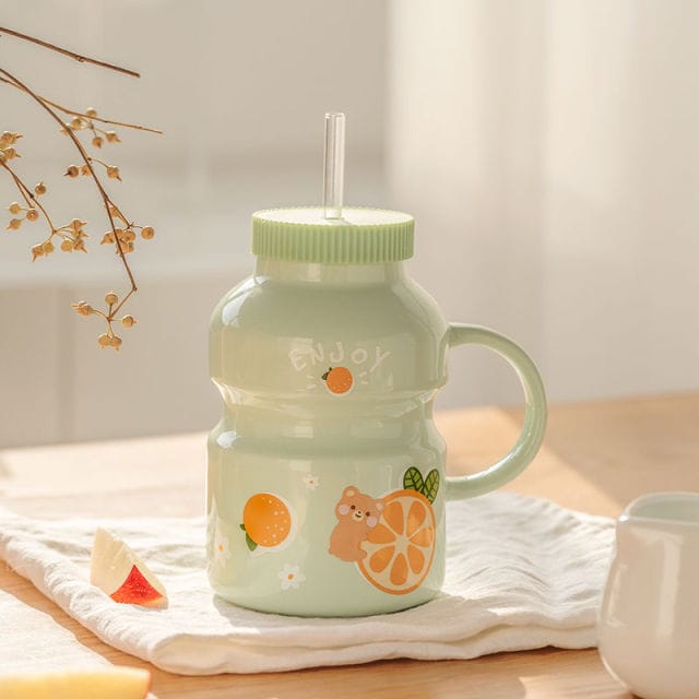 Fruity Ceramic Milk Bottle Mug