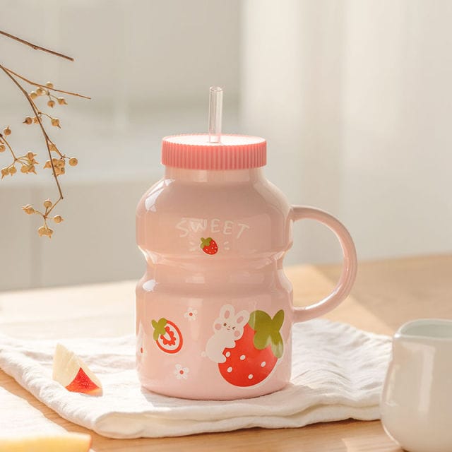 Fruity Ceramic Milk Bottle Mug