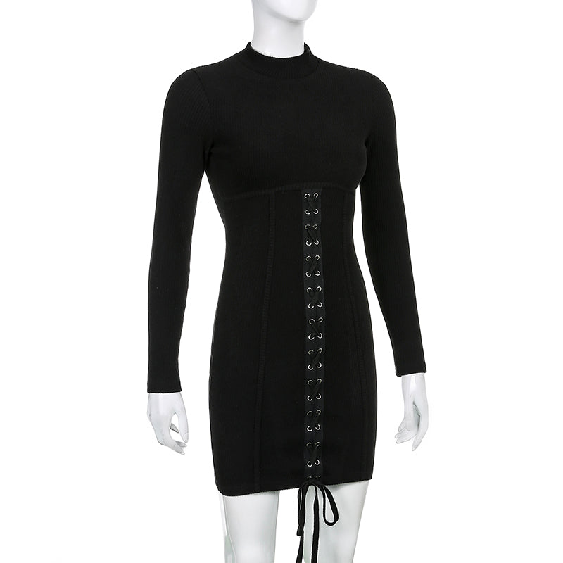 Versatile Chic Bandage Knitted Black Bodycon Mini Dress