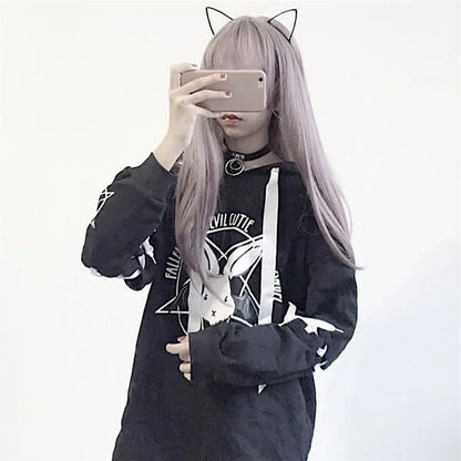 Gothic Darling: Evil Cutie Rabbit Sweatshirt - Embrace Darkness with Style! 🖤🐰