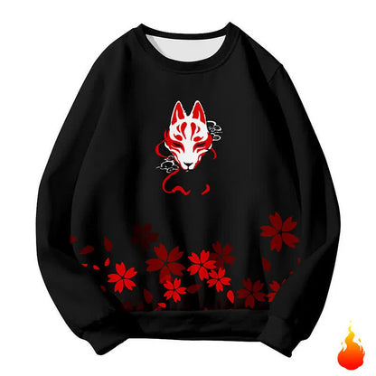 Sakura Fox Magic Unleashed: Vintage Fox Mask Hoodie - A Casual Symphony of Style and Comfort! 🌸🦊